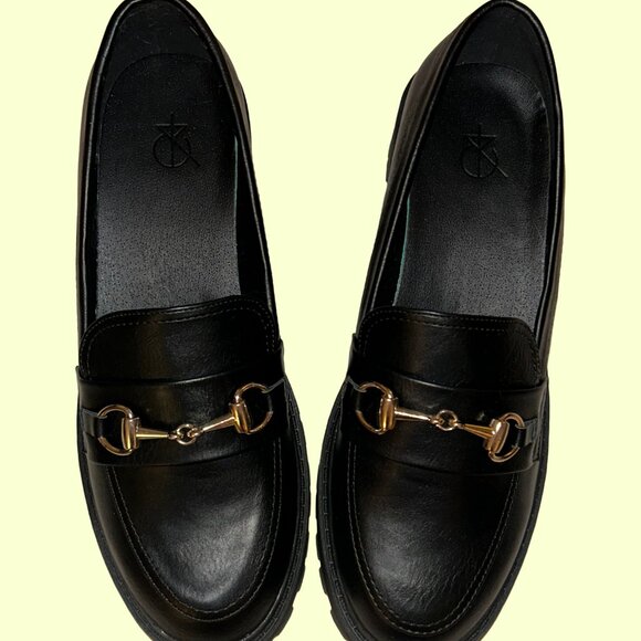 4th & Reckless Women's Black and Gold Oxfords - Picture 2 of 3